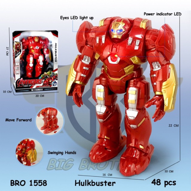(BISA COD) MAINAN ANAK ROBOT HULKBUSTER MERAH / Mainan Anak Robot Elektrik Walking Iron Hero Man Bus