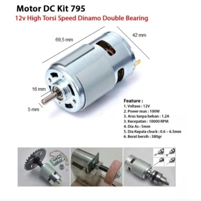 Dinamo DC RS 795  12V motor dc