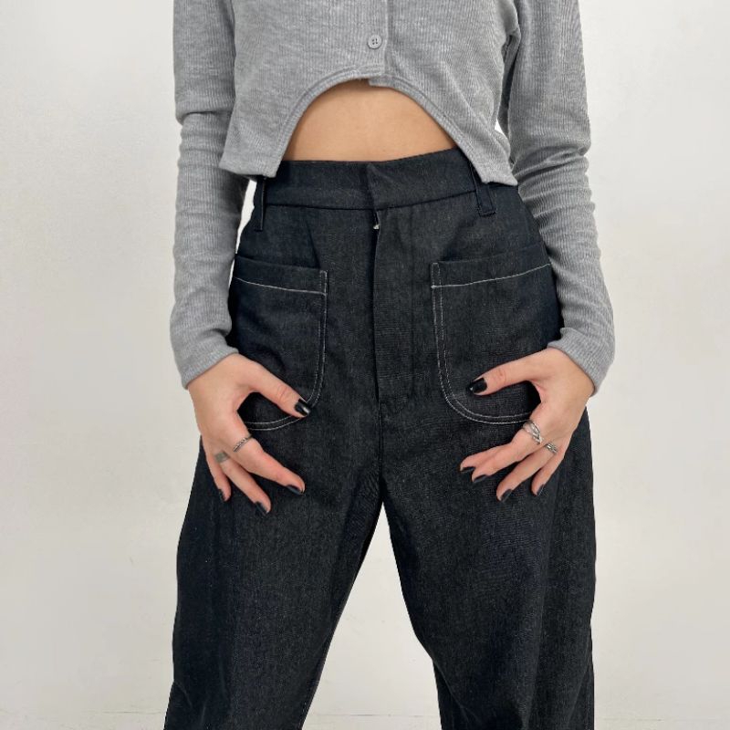 glamGrove | Pocket denim pants - pocket straight denim wanita