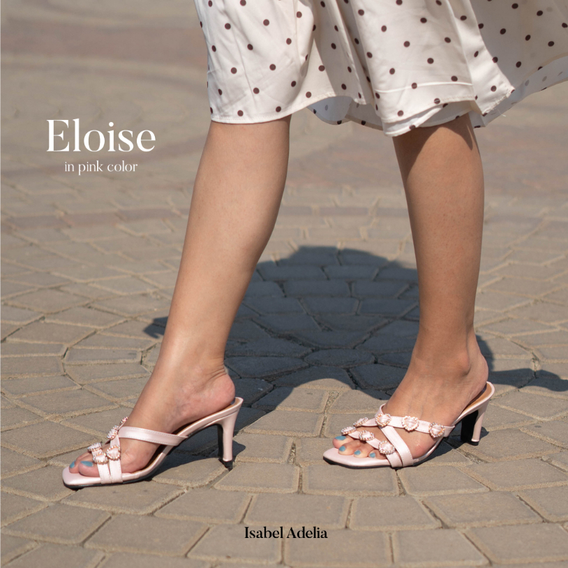 Isabel Adelia ELOISE Block Heels Tali Wanita Hitam Gold Pink