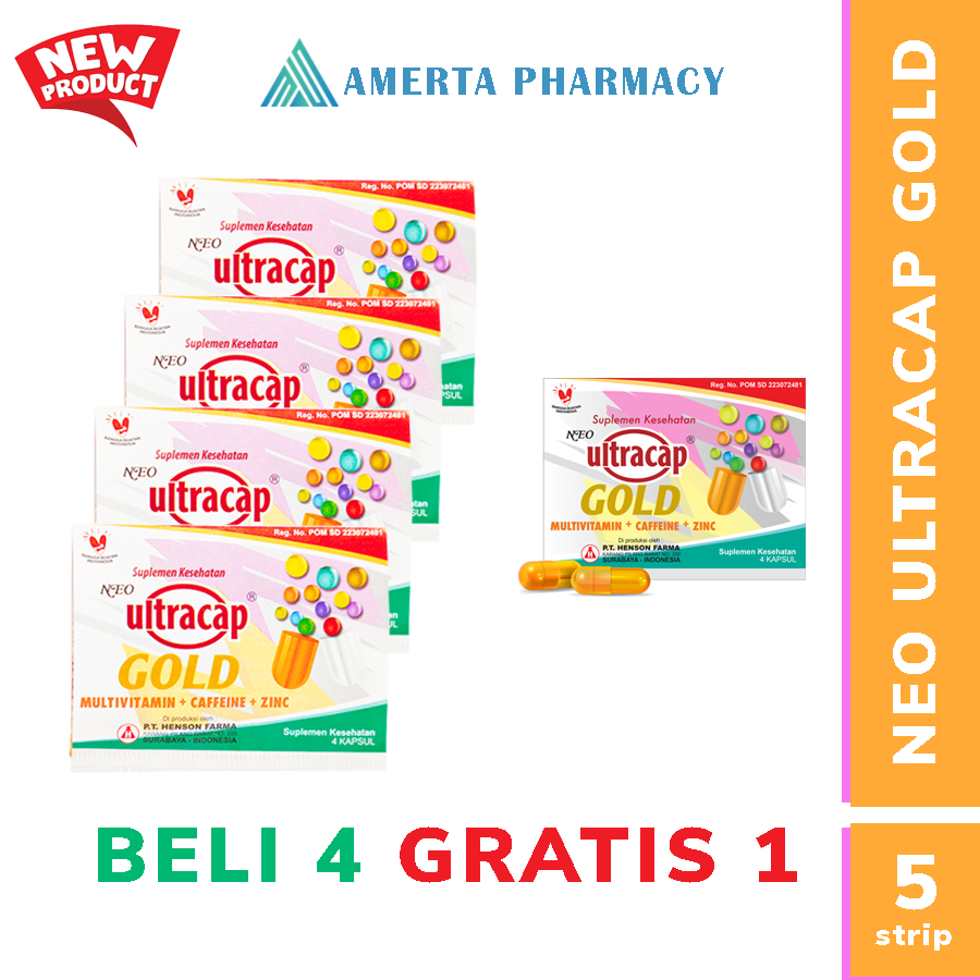 NEO ULTRACAP GOLD Suplemen Kesehatan Multivitamin C E B Complex Caffeine Zinc
