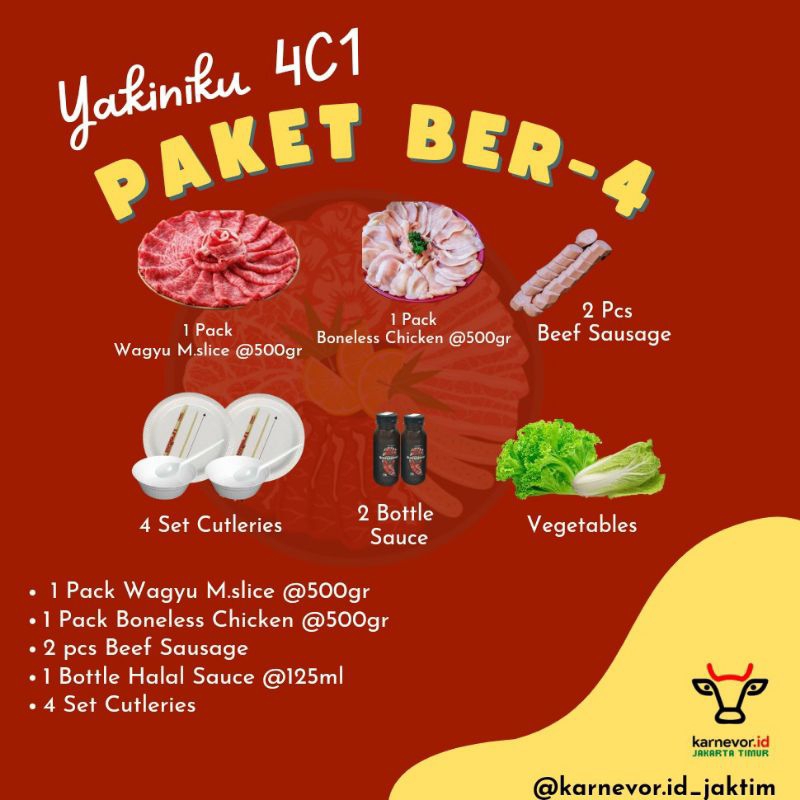 

Paket Yakiniku Wagyu 4 Orang/Paket Yakiniku/Paket 4 Orang/Paket BBQ