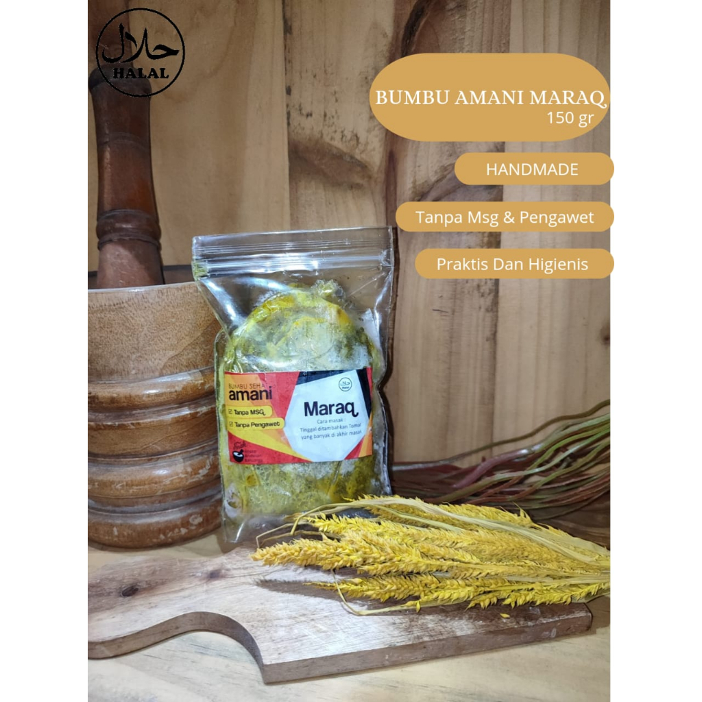 

BUMBU MARAQ SEHAT PREMIUM TANPA MSG KEMASAN 150 GRAM BUMBU RUMAHAN/BUMBU SEHAT AMANI