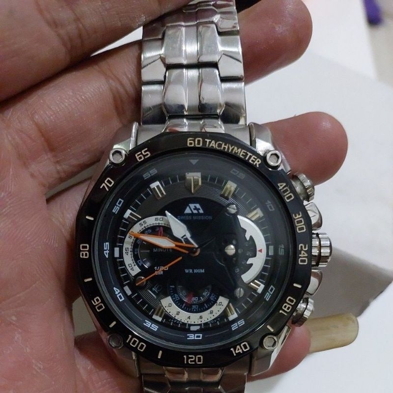 jam tangan original chronograph Swiss Mission second bekas preloved