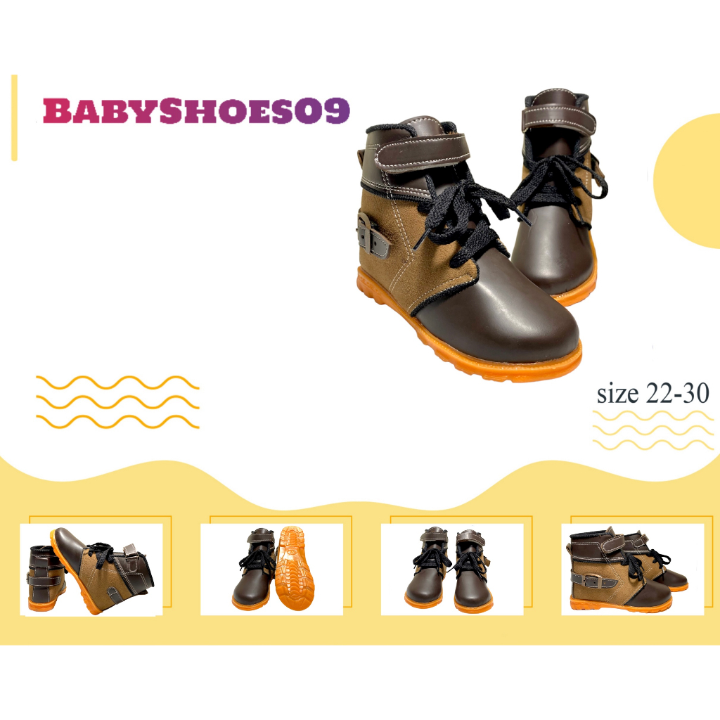 Sepatu Boot Anak Laki-laki Motif Gesper Usia 1-4,5 Tahun