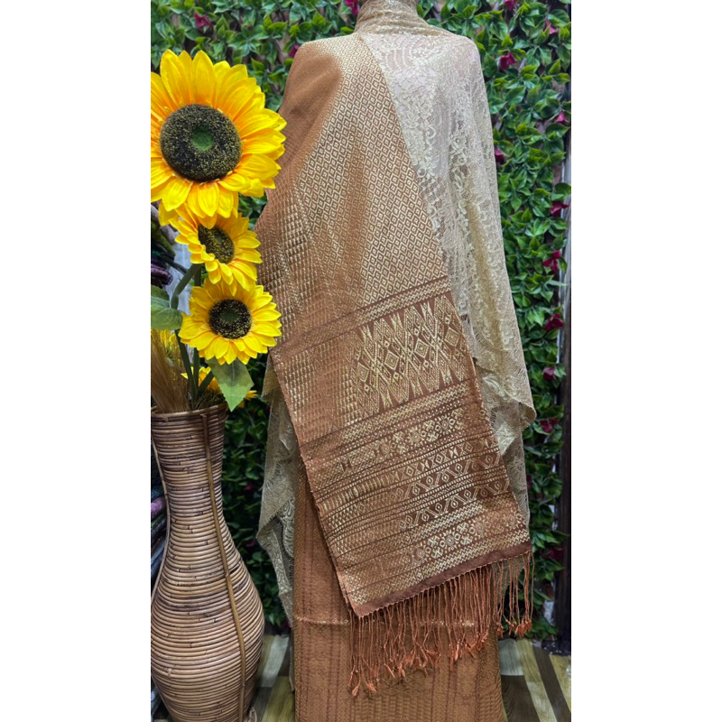 Songket Tumtuman Tanpa Sambung Kristal Korea dan benang 100