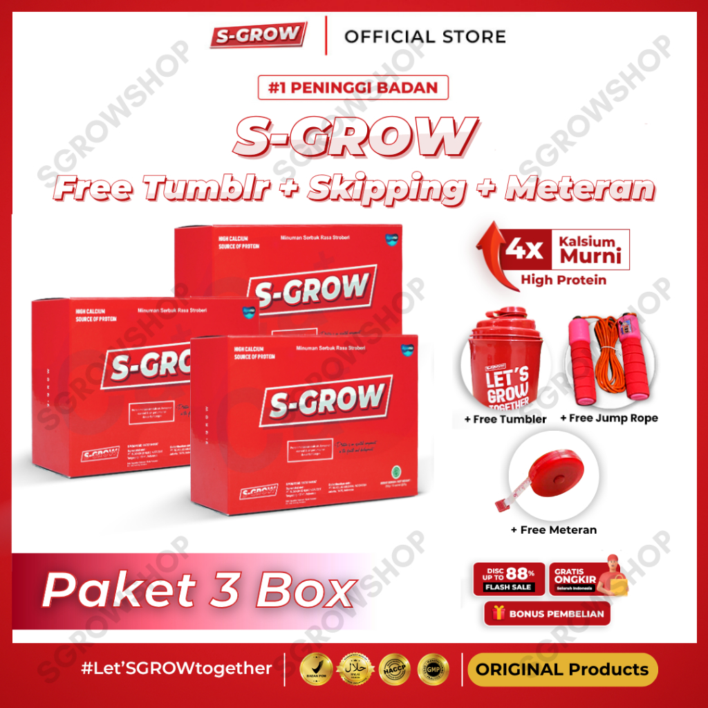 

S-GROW Susu Peninggi Badan Terbaik isi 3 Box