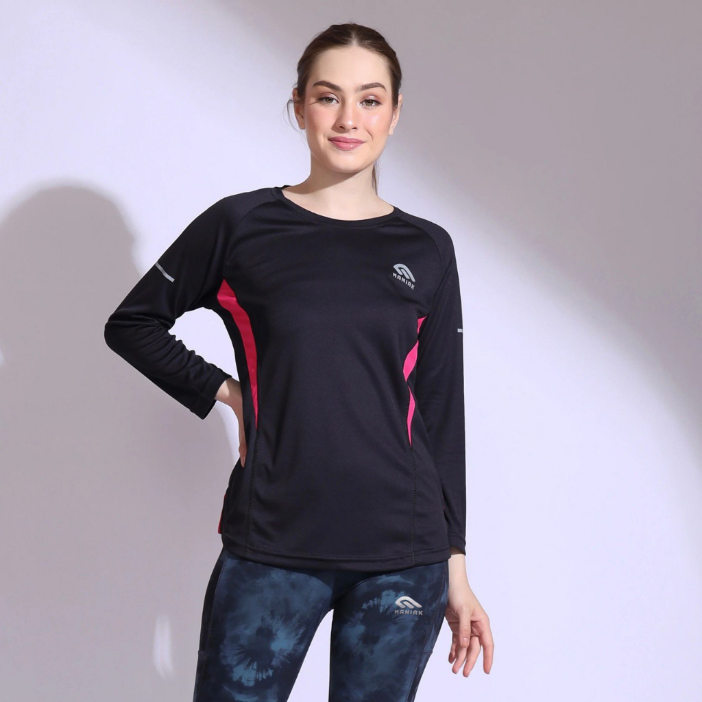 MANIAK Kaos Atasan Olaraga Lengan Panjang Wanita Sporty Gym Fitness Senam Zumba  (BMW 03 L/S)