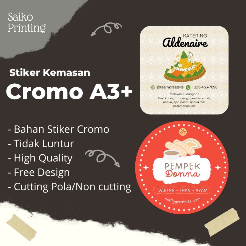

cetak stiker cromo a3+ murah / stiker kemasan produk / stiker label makanan / stiker label minuman