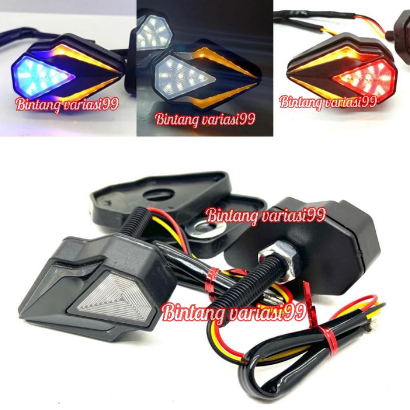 Lampu Sein Led Running Tempel Fairing Sein Tempel Running 2 Warna Sein Senja Universal Motor 009