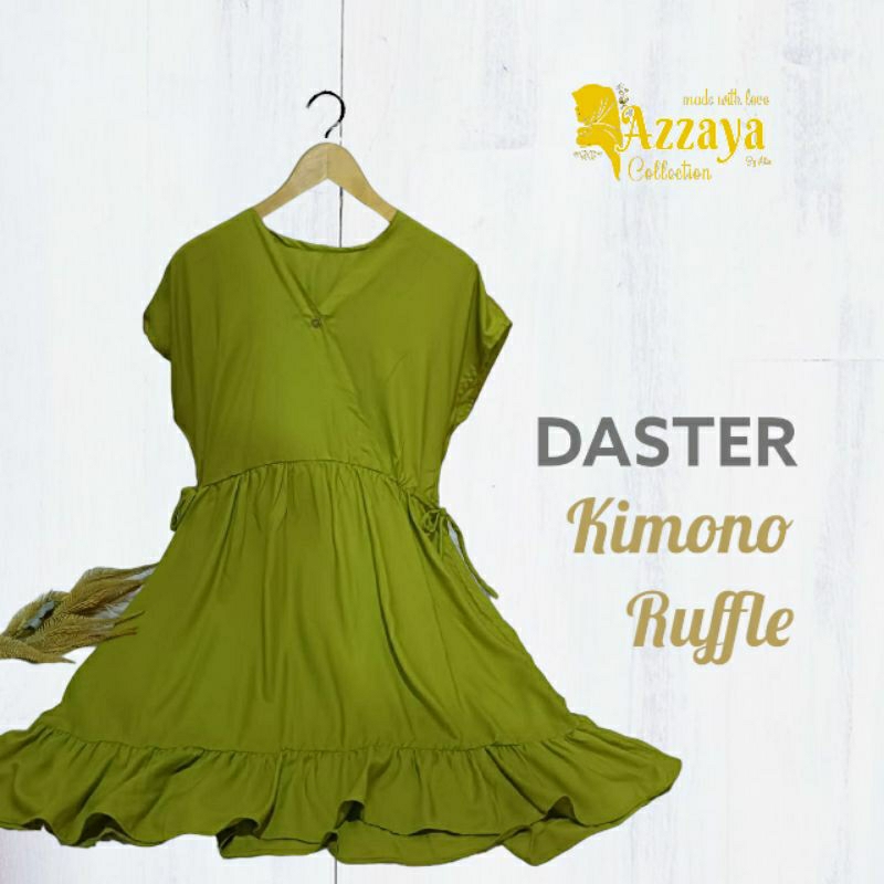 MAIZAYA - DASTER KIMONO RUFFLE POLOS - Homedress Kimono Rempel Busui Friendly - Dress Babydoll Bahan