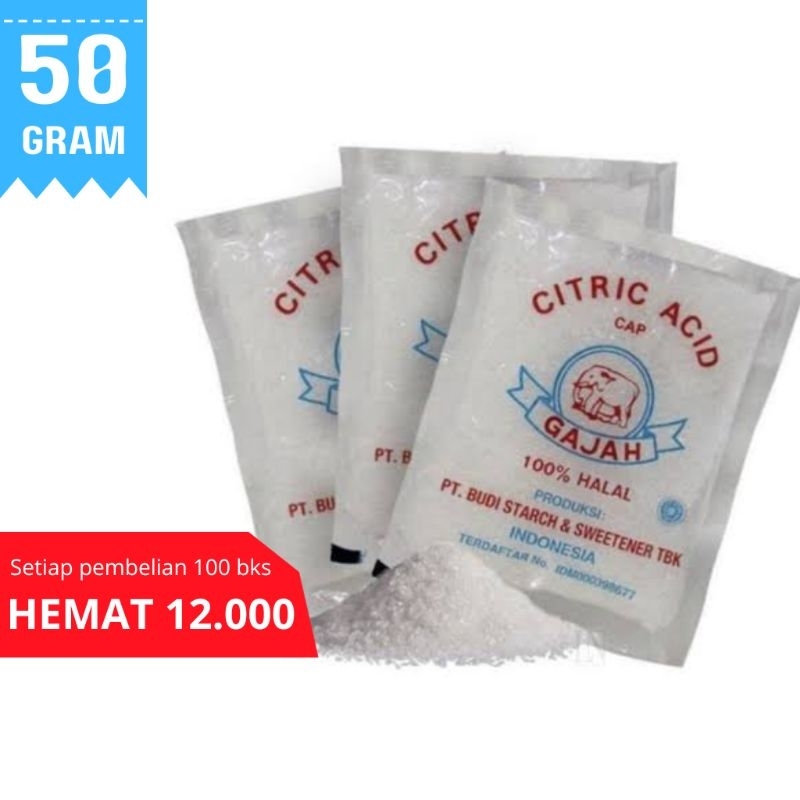 

CITRID ACID 100 X 50 GR CAP GAJAH CITRUN SITRUN ASAM SITRAT