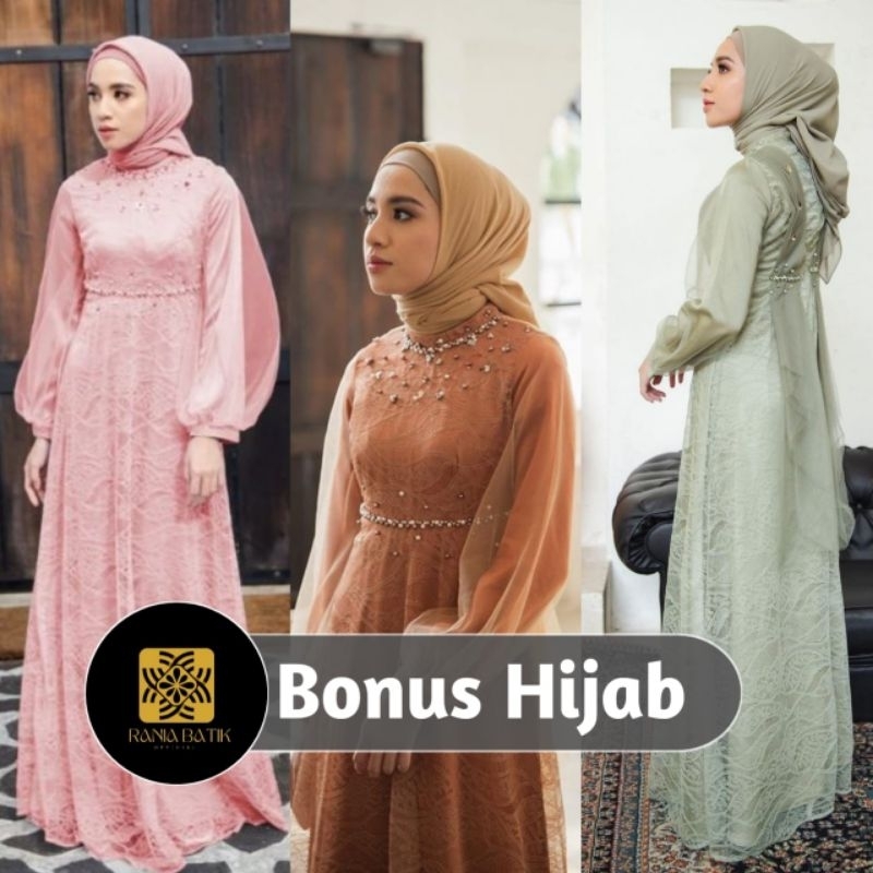 Gamis Brukat Premium Gamis Pesta Gamis Brukat Elegan Gamis Brukat Baju Muslim Gamis Nadine