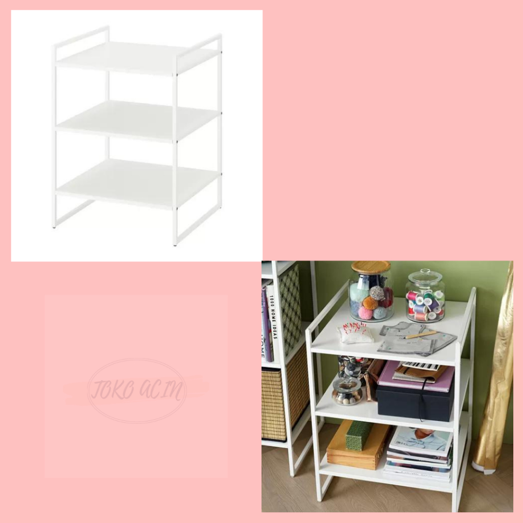 JONAXELL rak besi baja, rak 3 tingkat, rak buku, rak kecil, Rak serbaguna, rak besi