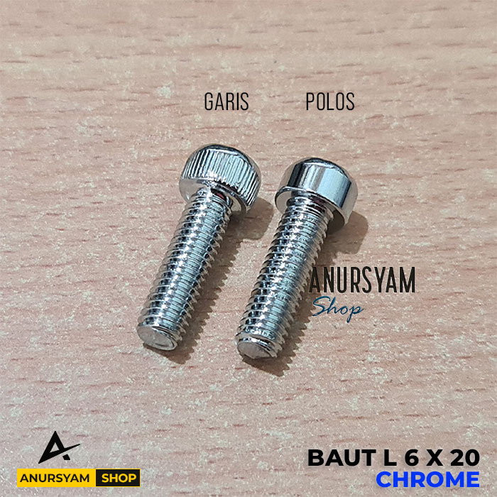 Baut L Chrome 6x20 / Baut L 6 x 20 Chrome Krom / Baut L M6 Chrome