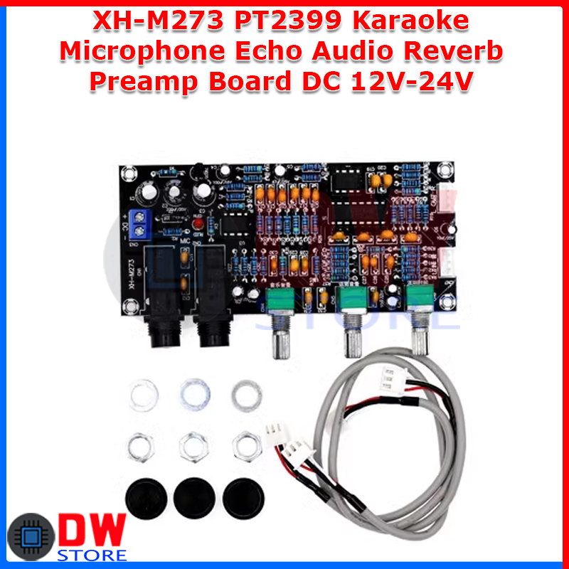 XH-M273 PT2399 Stereo Preamp Tone Control Karaoke Mixer Microphone Echo PCB Module DC 12V-24V
