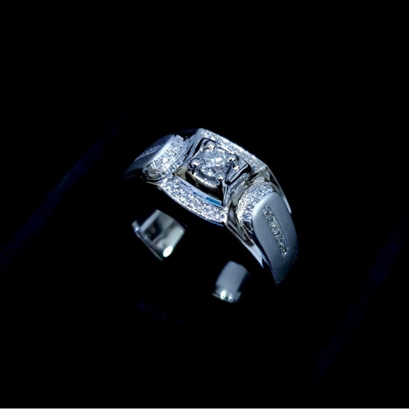 Cincin Berlian Silver palladium Laki-Laki
