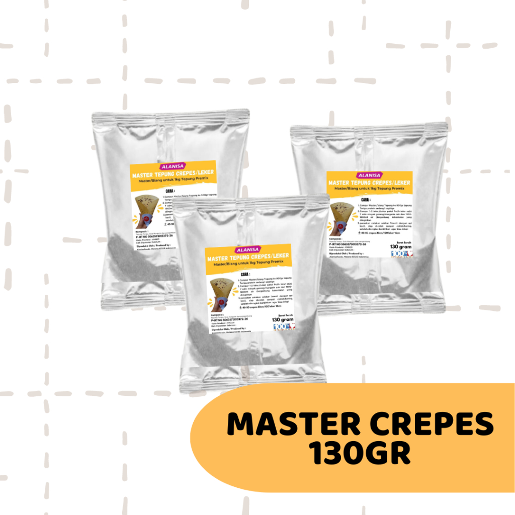 

Master Tepung Crepes 130gr Untuk Tepung 1kg, Pemesanan min 5pc!!