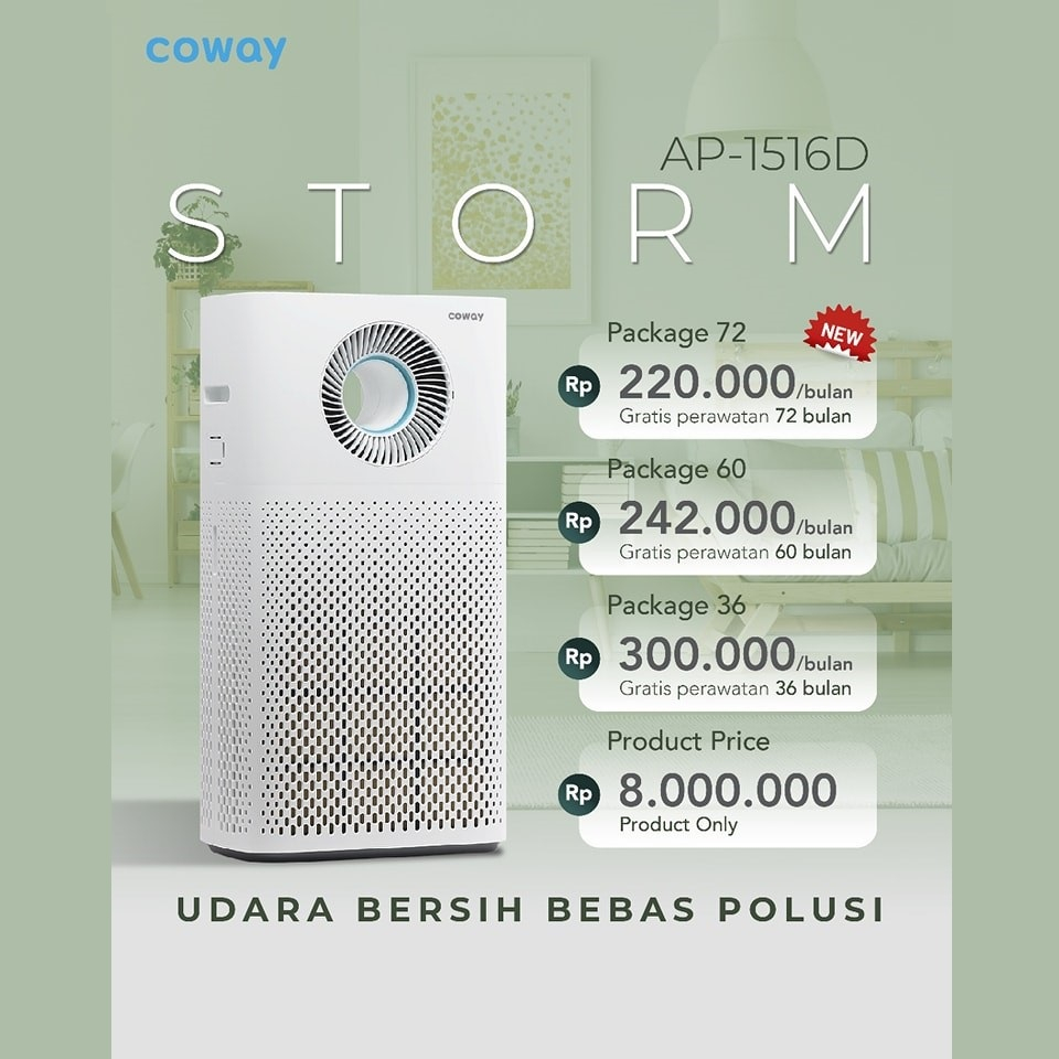 [BACA DEKRIPSI] Paket 3/5/6 Tahun  Coway Air Purifier Storm AP1516D Pembersih Pemurni Udara