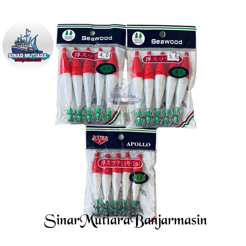 Umpan cumi apollo | cumi bom merah putih ukuran 1.5 / 3.5 / 4.0