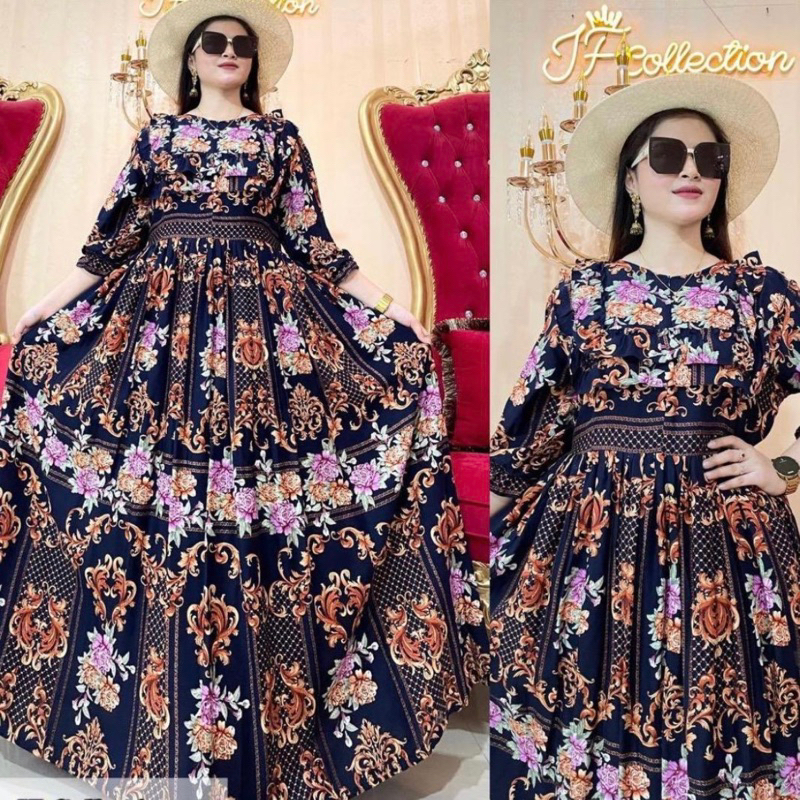 Gamis Lesti  Bestseller| JF - Gamis Terbaru 2023 Viral Bestseller Bunga casual rayon Motif