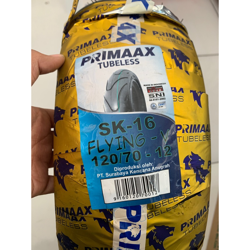 Ban Depan Vespa Matic Ring 12 Tubeles Ban Luar 120/70 Ring 12 Primaax SK 16 Tubeles