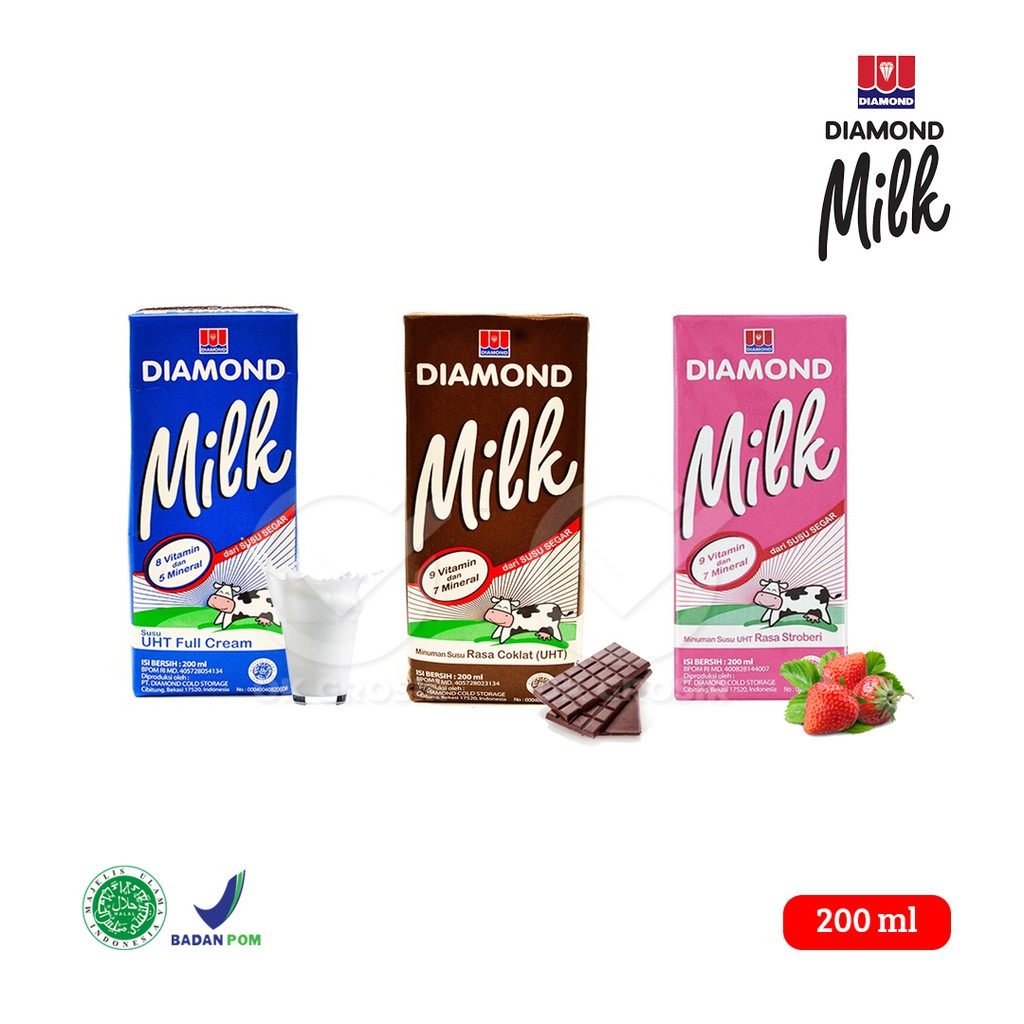 

Susu UHT Diamond Cokelat / Strawberry / Full Cream (200 ml dan 125 ml)