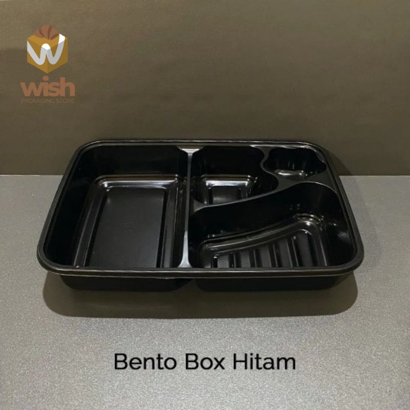 box bento / mika bento / tray bento / kotak bento 4 sekat - Hitam