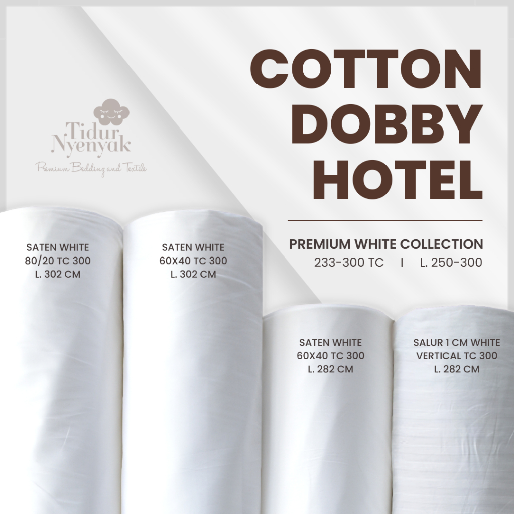 KAIN DOLBY TC300 PER 50 CM SATEEN HOTEL POLOS SALUR 3CM KATUN PREMIUM BED SHEET DUVET COVER  SQUARE