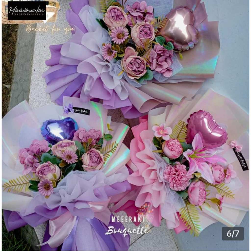 Buket Bunga Premium Bunga Artificial || Bunga Palsu || Buket Hologram