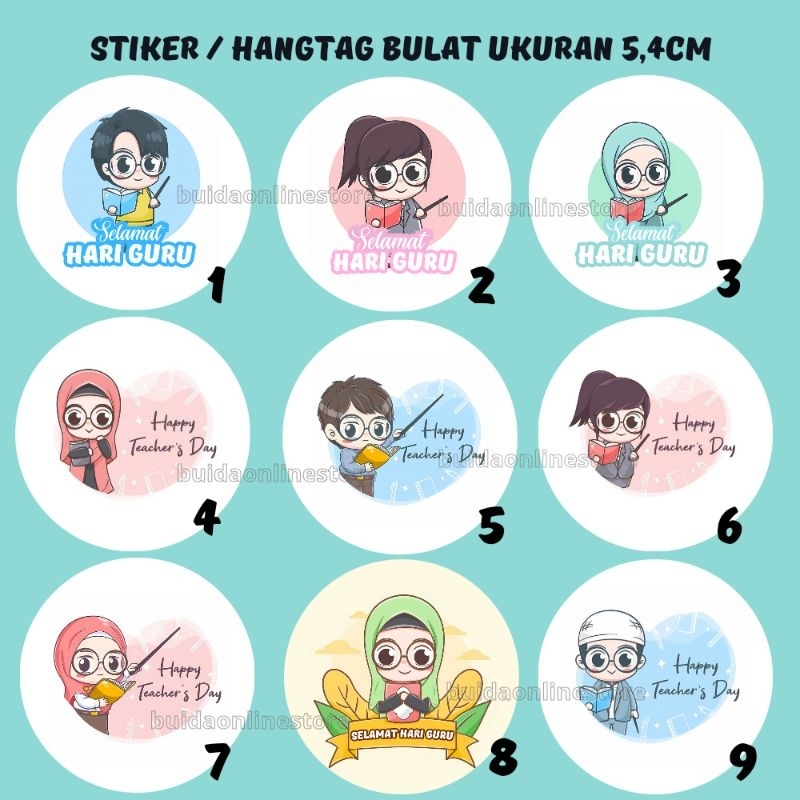 Stiker Selamat Hari Guru Label Hangtag Happy Teachers day Bulat dekorasi kemasan kado gift hadiah hampers parcel buket bunga balon hiasan kartu ucapan memperingati perayaan custom nama tulisan dus box mika cup paperbag hang tag kantong plastik