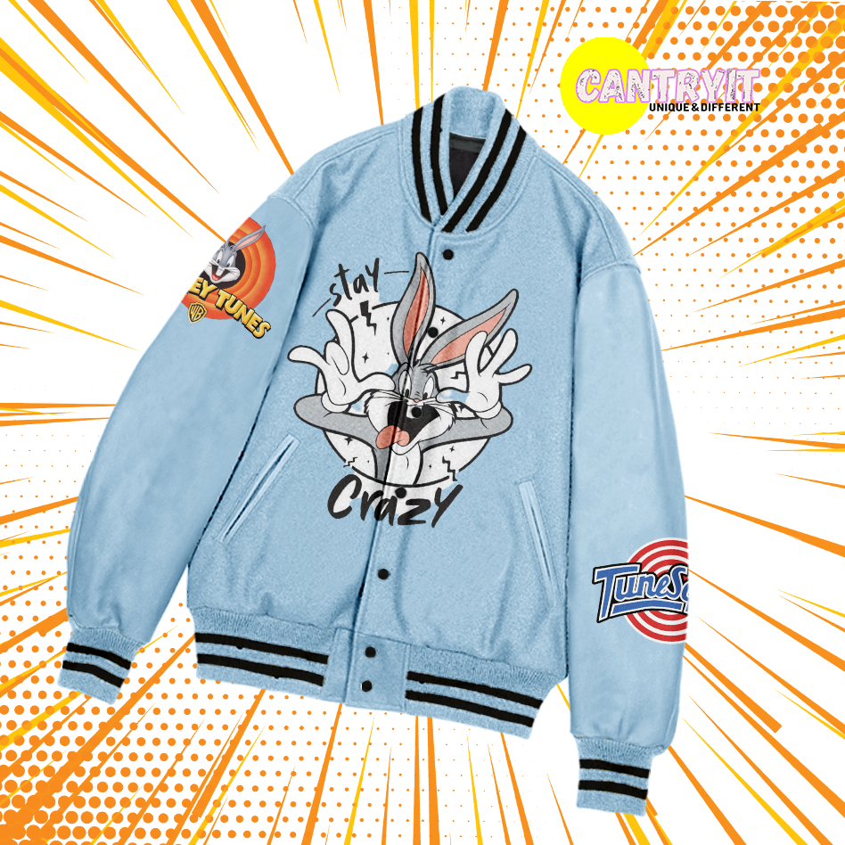 Jaket Varsity Wanita Baseball Fullprint BUGS BUNNY