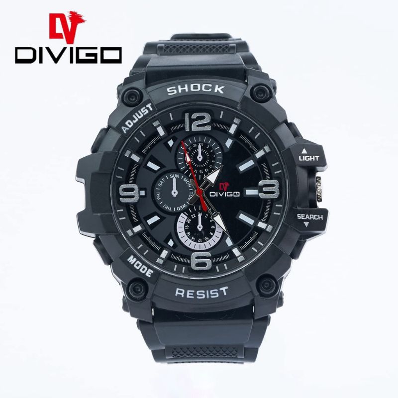 Jam tangan pria sport pria analog DIVIGO rubber, waterresist / anti air