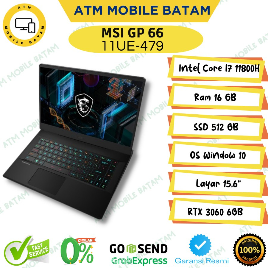 Laptop MSI GP66 11UE 479 I7 11800H 16/512GB W10 RTX3060 6GB