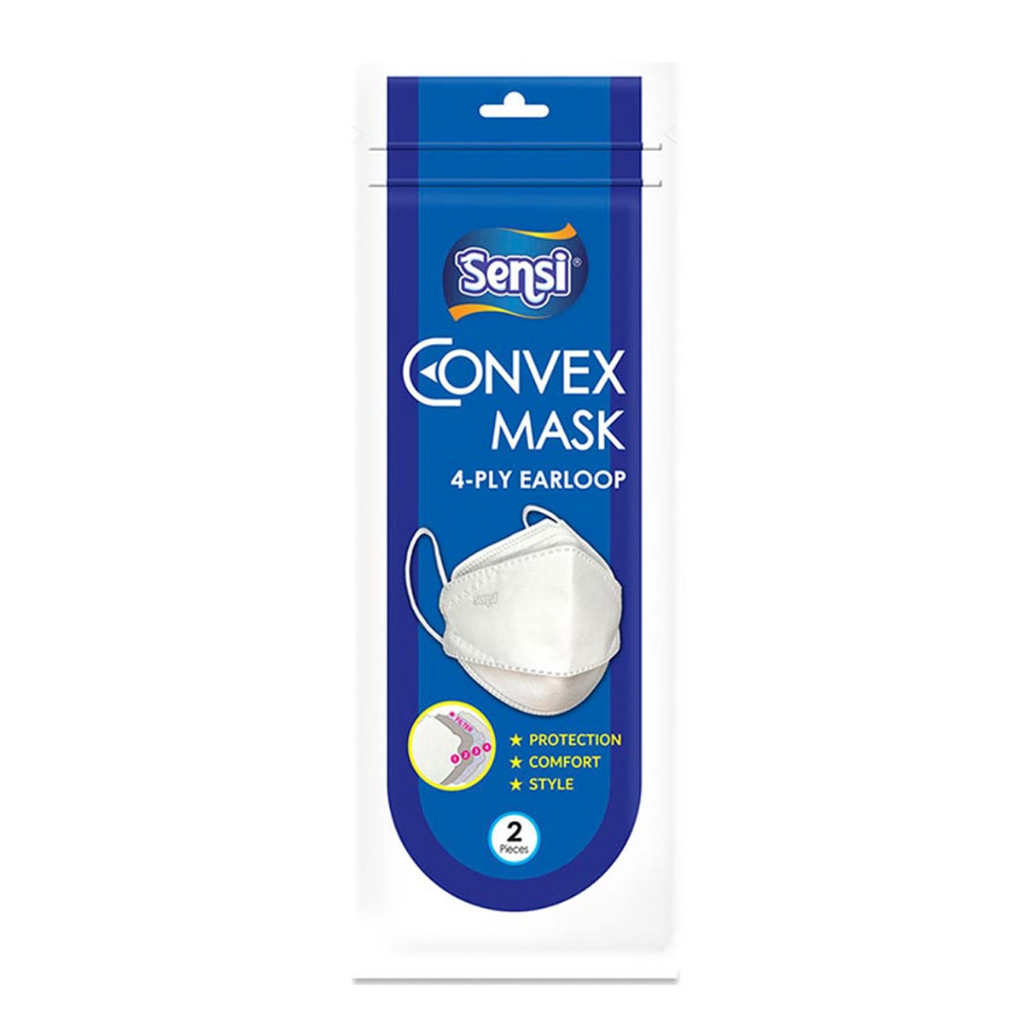 Sensi Mask Masker Sensi Convex 4 Ply Sachet Isi 2 Pcs Disposable Mask Masker Sekali Pakai