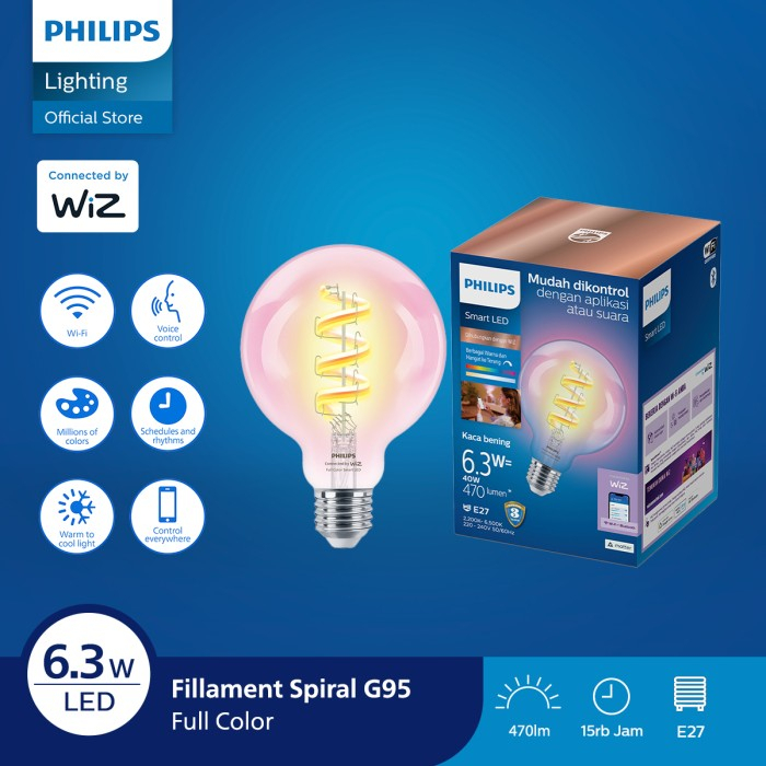 Philips Lampu Smart Wifi LED Filamen Spiral 6.3W G95 RGB FREE 8W TW &amp; Baseus D02 Pro Foldable Headphone Bluetooth Wireless/Wired V5.0 - Black Pro