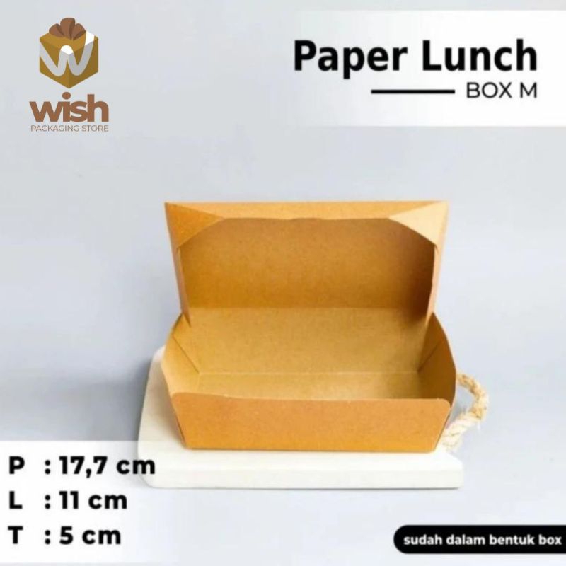 paper lunch box size M bahan ECO kraft foodgrade / paper box coklat