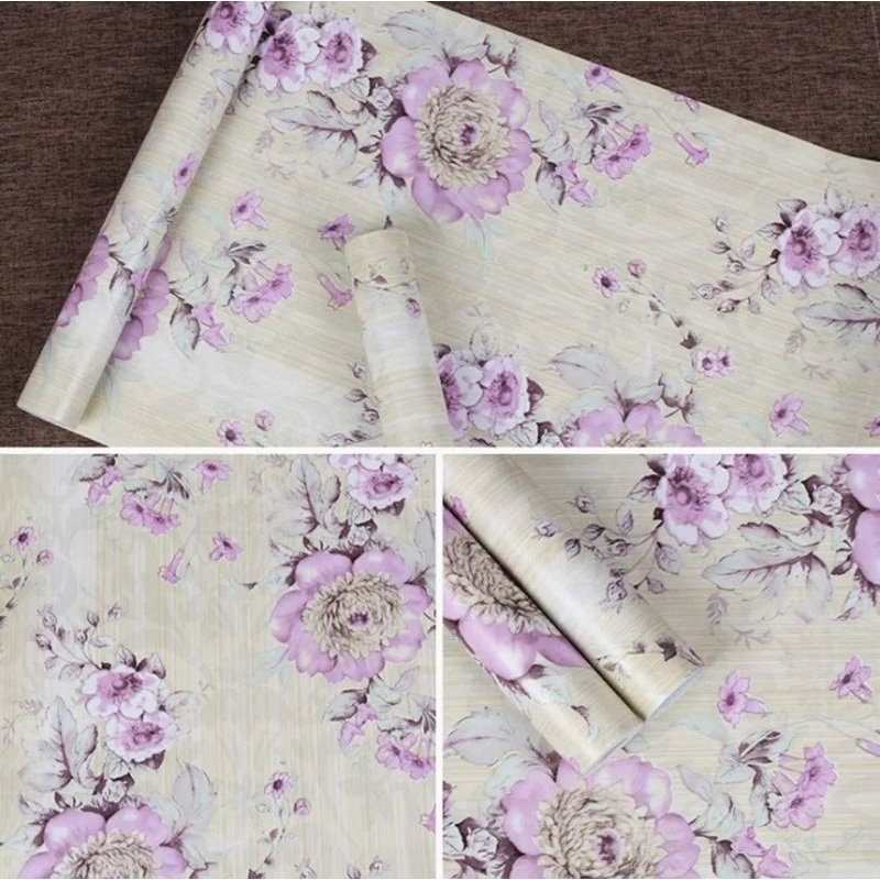 Wallpaper Sticker Dinding Bunga Mawar Ungu Besar