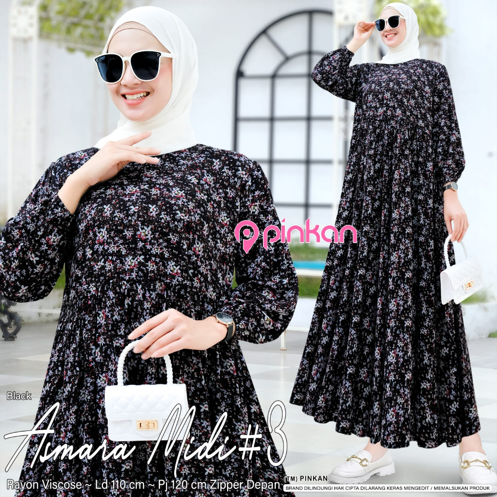dress maxy jumbo wanita baju gamis midi jumbo terbaru bahan rayon adem tebal murah halus motif tiara