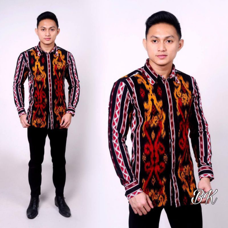 Baju Batik Pria Lengan Panjang Motif Dayak Songket/Kemeja Batik Songket