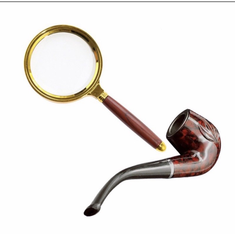Magnifying Glass Tobacco Pipe Props Sherlock Holmes Costume | Alat Peraga Pipa Tembakau Kaca Pembesa