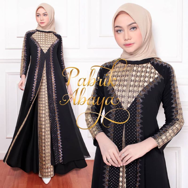 GAMIS ABAYA TURKEY #5080 BORDIR PAYET BY PABRIK ABAYA