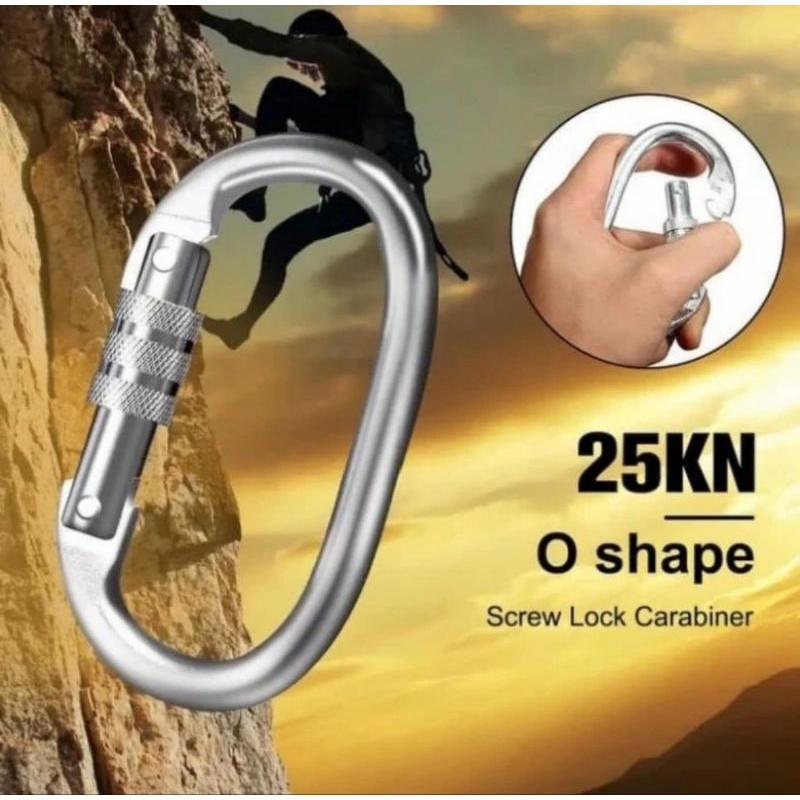 Carabiner gantung panjat tebing 25 KN baja galvanis