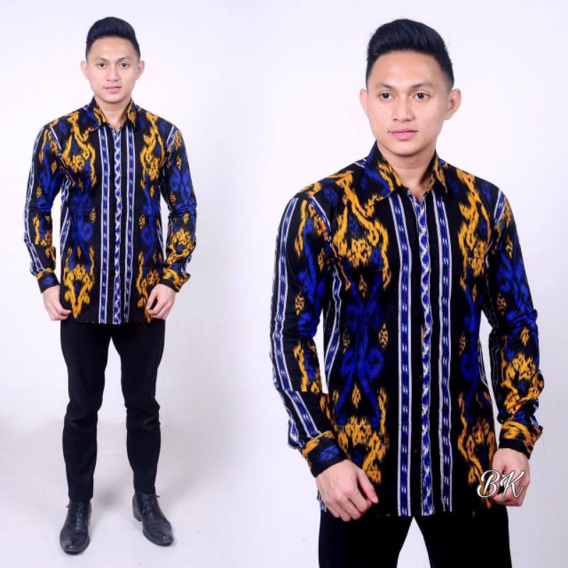 Baju Batik Pria Lengan Panjang Motif Dayak Songket/Kemeja Batik Songket