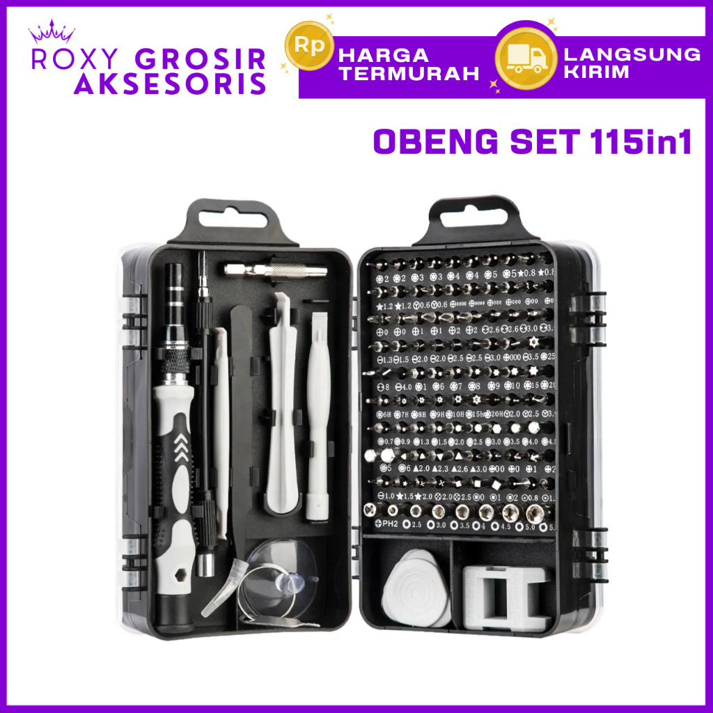 Obeng Set Lengkap 115 In 1 Set Obeng Super Lengkap Multifungsi Obeng Service Hp Laptop Reparasi