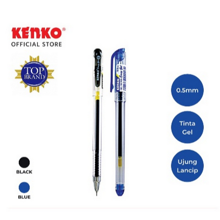 

KENKO Gel Pen Easy Gel | Pulpen Pena Bolpoin Hitam Biru Merah Kenko | 1PACK : 12PCS