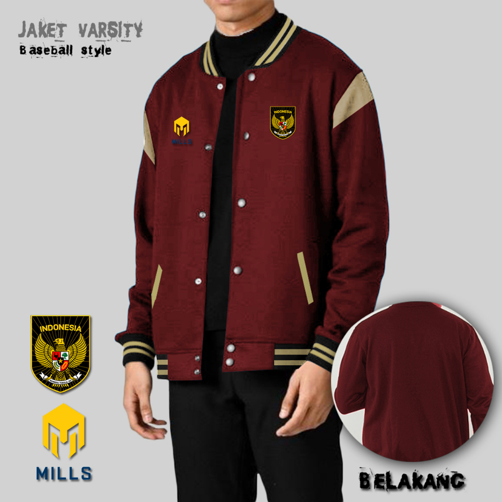 JAKET TIMNAS INDONESIA MILLS VARSITY BASEBALL