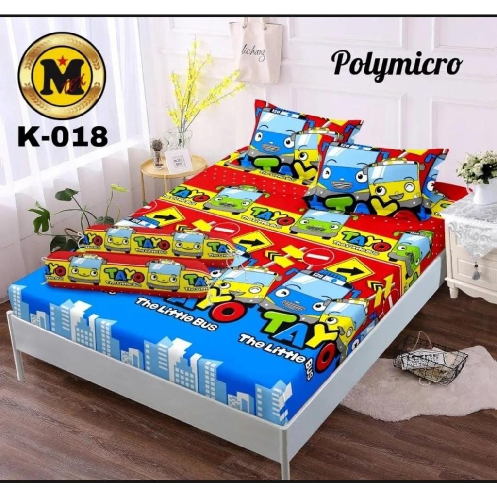 Seprai murah Sprei motif karakter TAYO ukuran 180x200 160X200 120X200