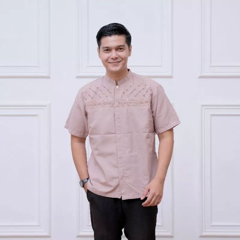 Baju Koko Bordir Pria Dewasa Terbaru Bahan Katun Lengan Pendek Big Size Jumbo