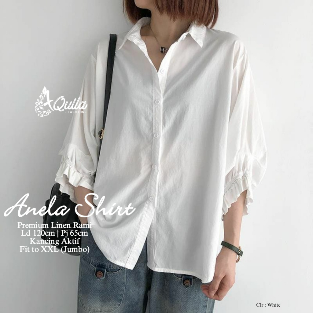 [Bisa Bayar Ditempat / COD] Anela shirt by Aquila anela jumbo tunik atasan wanita size jumbo fit to 